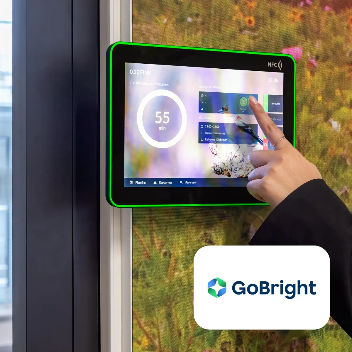 Ruimte reserveringssysteem en partner GoBright logo.